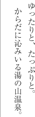 ゆったりと、たっぷりと。からだに沁みいる湯の山温泉。